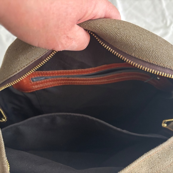 Khaki Heavy Canvas and Leather Backpack - Picture 4 of 9